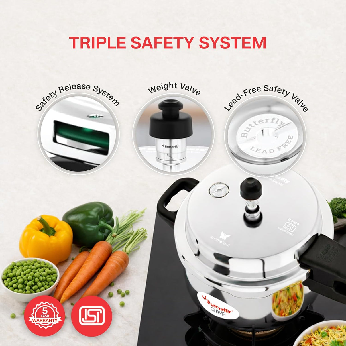 Butterfly 5.5L Stainless Steel Curve Pressure Cooker – Heavy Duty Design - Al Kabayel Discount CentreButterfly 5.5L Stainless Steel Curve Pressure Cooker – Heavy Duty DesignPressure CookersBUTTERFLYAl Kabayel Discount Centre