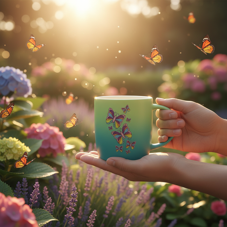 Butterfly Ceramic Mug – Blue & Green Gradient | 350ml - Al Kabayel Discount CentreButterfly Ceramic Mug – Blue & Green Gradient | 350mlMugsAKDCAl Kabayel Discount Centre