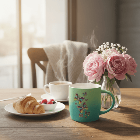 Butterfly Ceramic Mug – Blue & Green Gradient | 350ml - Al Kabayel Discount CentreButterfly Ceramic Mug – Blue & Green Gradient | 350mlMugsAKDCAl Kabayel Discount Centre