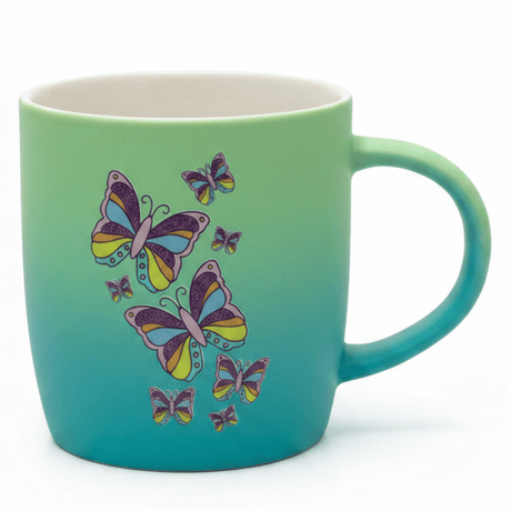 Butterfly Ceramic Mug – Blue & Green Gradient | 350ml - Al Kabayel Discount CentreButterfly Ceramic Mug – Blue & Green Gradient | 350mlMugsAKDCAl Kabayel Discount Centre