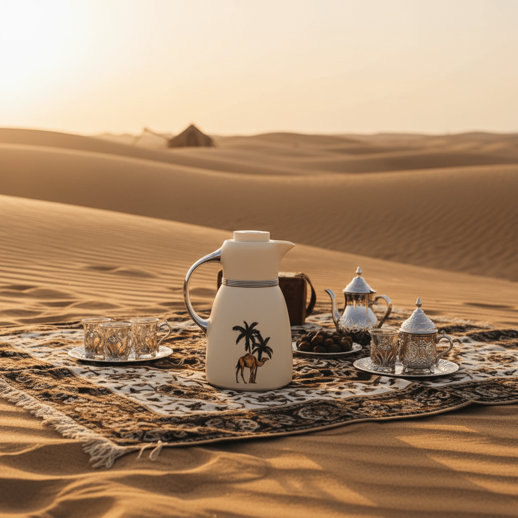 Bytix Cream Vacuum Flask – Palm Tree & Camel Design | 1 Litre - Al Kabayel Discount CentreBytix Cream Vacuum Flask – Palm Tree & Camel Design | 1 LitreThermosBAYTIXAl Kabayel Discount Centre