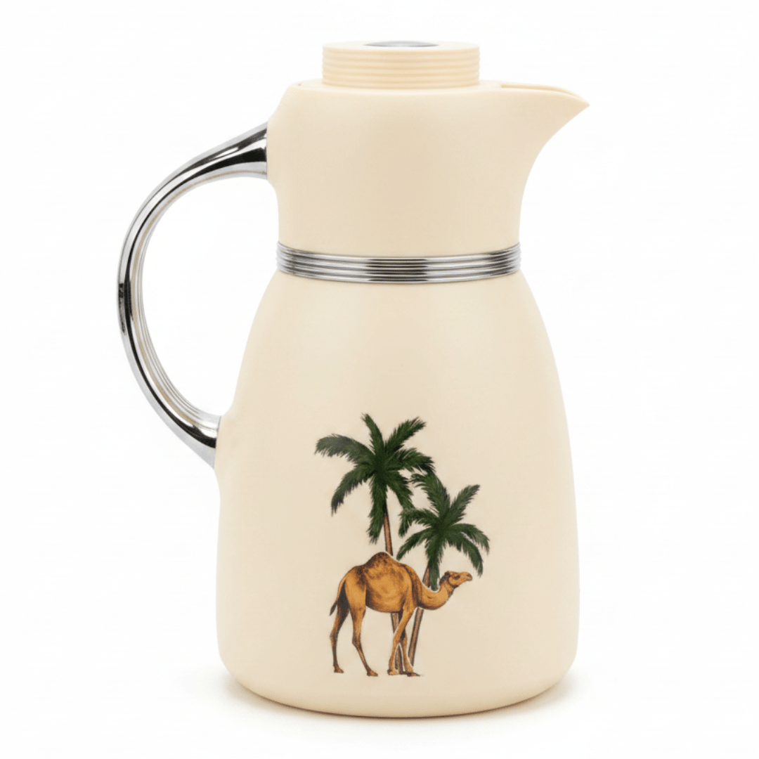 Bytix Cream Vacuum Flask – Palm Tree & Camel Design | 1 Litre - Al Kabayel Discount CentreBytix Cream Vacuum Flask – Palm Tree & Camel Design | 1 LitreThermosBAYTIXAl Kabayel Discount Centre