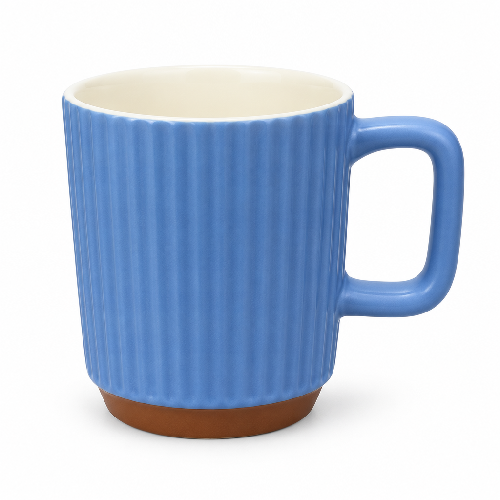 Ribbed Ceramic Mug Blue - 400ml