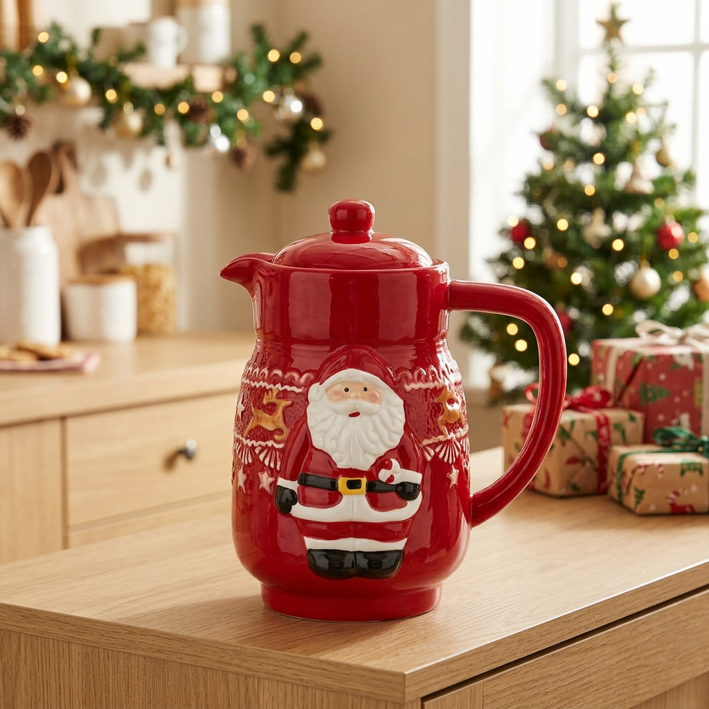 Ceramic Christmas Jug with Lid - 1 Litre