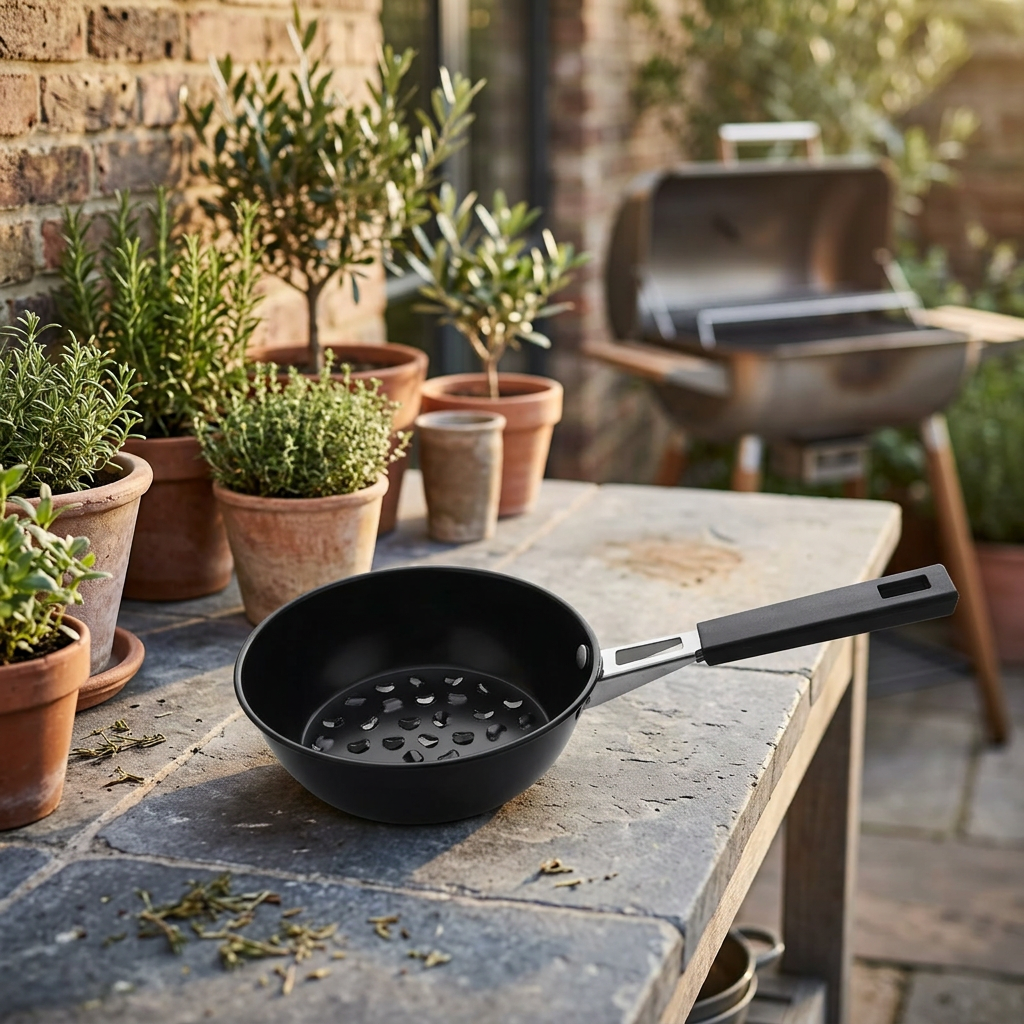 Metal Charcoal Burner with Long Handle Black - 17cm