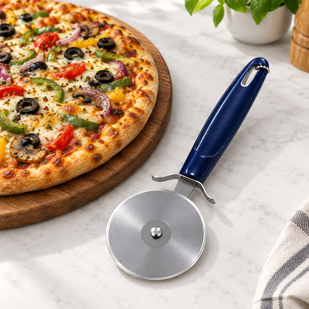Plastic and Stainless Steel Pizza Cutter - 20cm