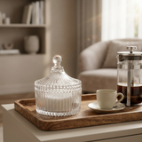 Yesink Glass Sugar Pot with Decorative Lid – 9cm
