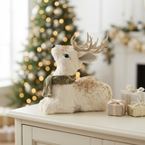 Decorative Reindeer Figurine with Gold Glitter Antlers - 21×12cm