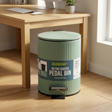 Royalford Retro Ribbed Pedal Dustbin Sage Green - 3 Litres