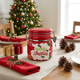 Ceramic Christmas Candy Jar with Lid - 600ml