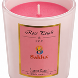 Sakha Rose Petals & Ivy Scented Candle in Glass Jar – 10×9cm