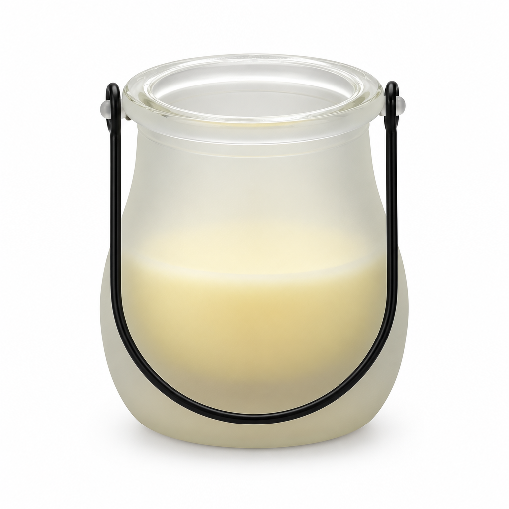 شمعة معطرة في وعاء زجاجي كريمي - 10×6 سم
