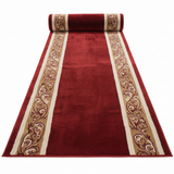 Lima Anti-Slip Carpet Red with Floral Border