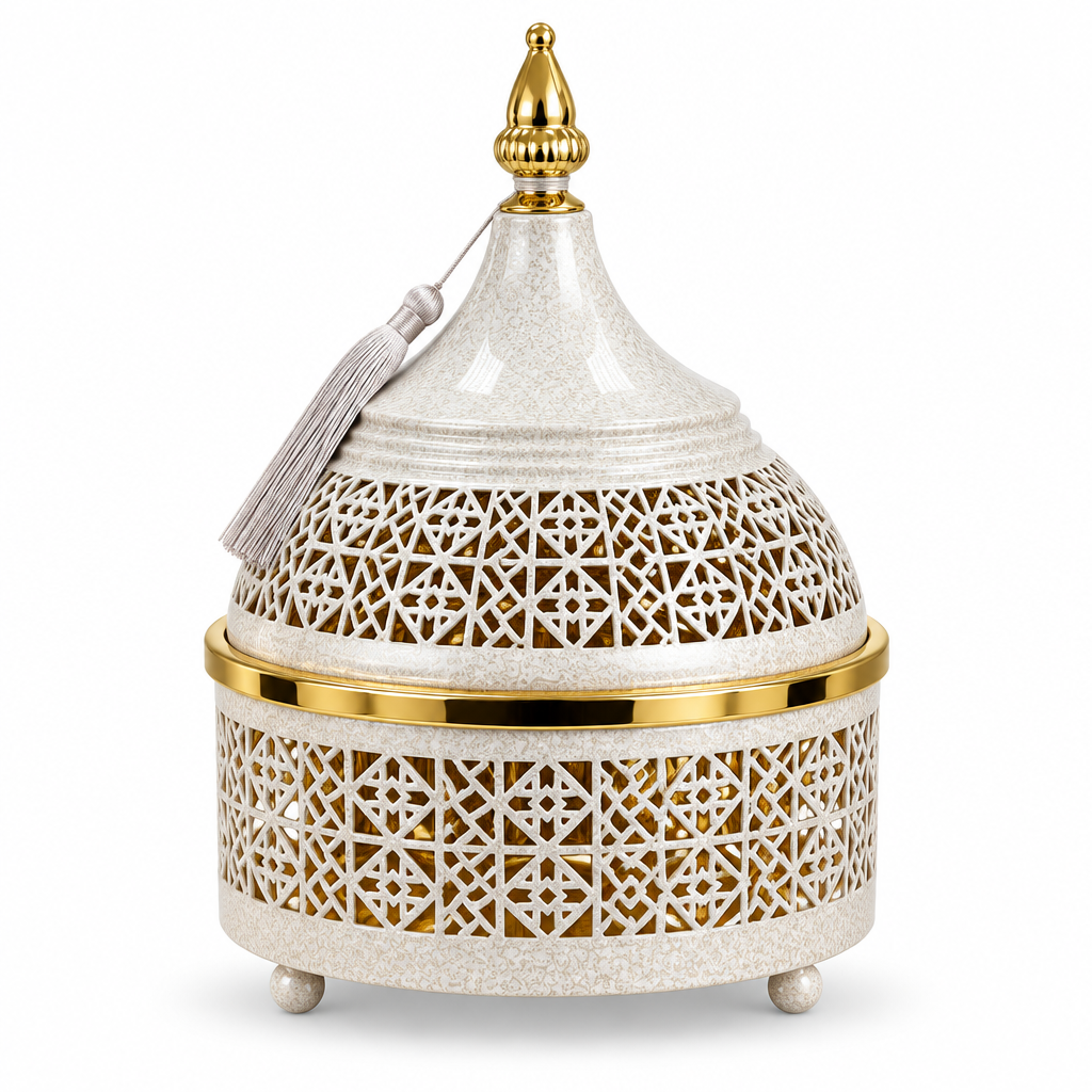 طاجن معدني ذهبي وكريمي - 20×25 سم