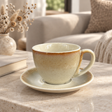 Ceramic Cup and Saucer Set Cream Beige - 300ml