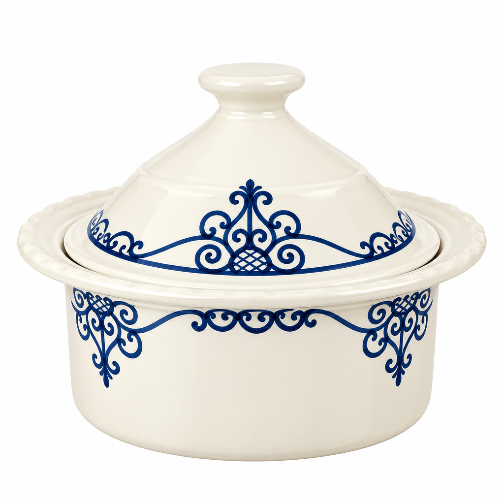 Slama Ceramic Soup Bowl with Lid Off-White - 25x10cm