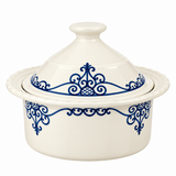 Slama Ceramic Soup Bowl with Lid Off-White - 25x10cm