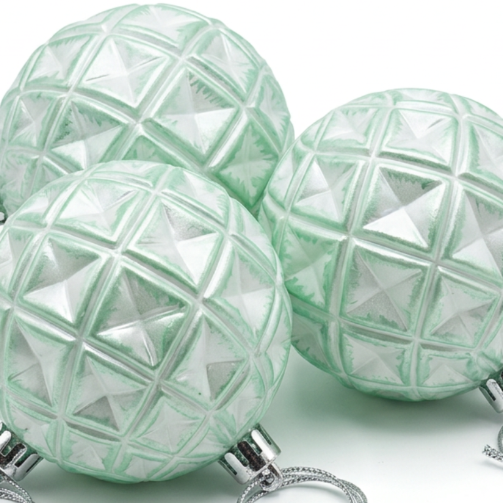 Plastic Christmas Hanging Balls 3-Piece Set Mint Green - 10cm
