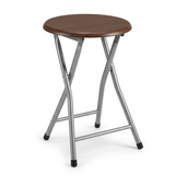 Wooden & Metal Folding Stool Brown & Silver – 30×45cm