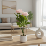 Artificial Flower Plant Light Pink with White Plastic Pot - 40cm