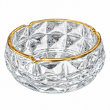 Diamond Glass Ashtray with Golden Rim - 15cm