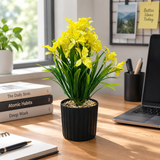 Zeem Artificial Flower Plant in Black Plastic Pot - 28cm