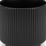 Ribbed Ceramic Vase - 15×15cm - Black / Green