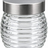 House Mart Ribbed Glass Jar with Silver Lid - 230ml
