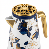 Royalford Floral Vacuum Flask White & Navy Blue - 1 Litre