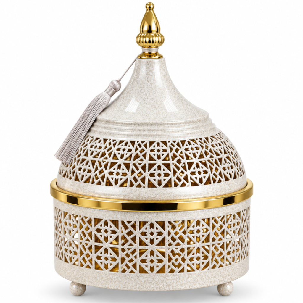طاجن معدني ذهبي وكريمي - 23×25 سم