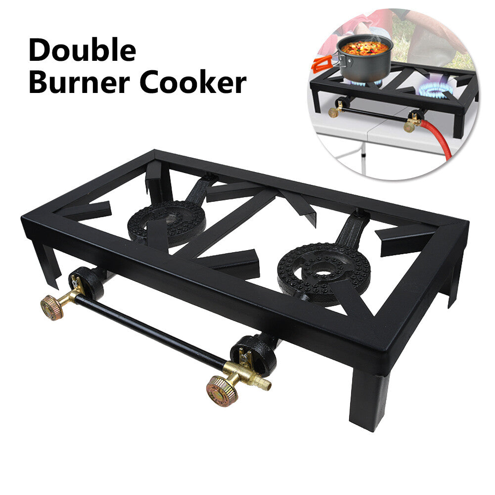 AKDC Large Cast Iron Portable Gas Stove 48×25×11 cm – Heavy Duty Outdoor Camping & BBQ Double Size Cooker