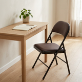 Metal Folding Chair with Dark Brown Seat - 78×40cm
