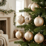 Plastic Christmas Décor Balls 24 Piece Set Champagne gold - 8cm