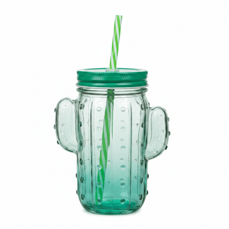 Cactus Glass Jar with Straw - 400ml - Red / Green - Al Kabayel Discount CentreCactus Glass Jar with Straw - 400ml - Red / GreenMugsAKDCAl Kabayel Discount Centre
