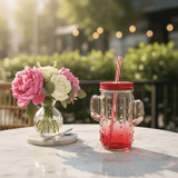 Cactus Glass Jar with Straw - 400ml - Red / Green - Al Kabayel Discount CentreCactus Glass Jar with Straw - 400ml - Red / GreenMugsAKDCAl Kabayel Discount Centre