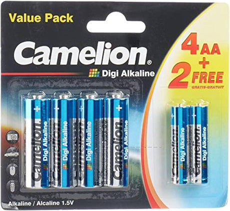 CAMELION AA Digi Alkaline Battery 1.5V, Pack of 4+2 - Al Kabayel Discount CentreCAMELION AA Digi Alkaline Battery 1.5V, Pack of 4+2BatteriesCAMELIONAl Kabayel Discount Centre