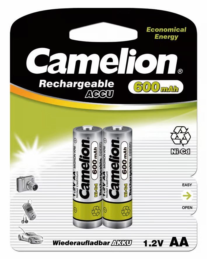 CAMELION AA Rechargeable Battery 1.2V 600mAh, Pack of 2 - Al Kabayel Discount CentreCAMELION AA Rechargeable Battery 1.2V 600mAh, Pack of 2BatteriesCAMELIONAl Kabayel Discount Centre