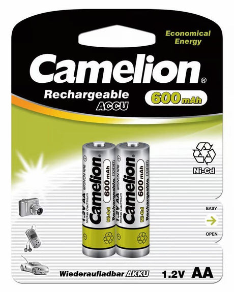 CAMELION AA Rechargeable Battery 1.2V 600mAh, Pack of 2 - Al Kabayel Discount CentreCAMELION AA Rechargeable Battery 1.2V 600mAh, Pack of 2BatteriesCAMELIONAl Kabayel Discount Centre