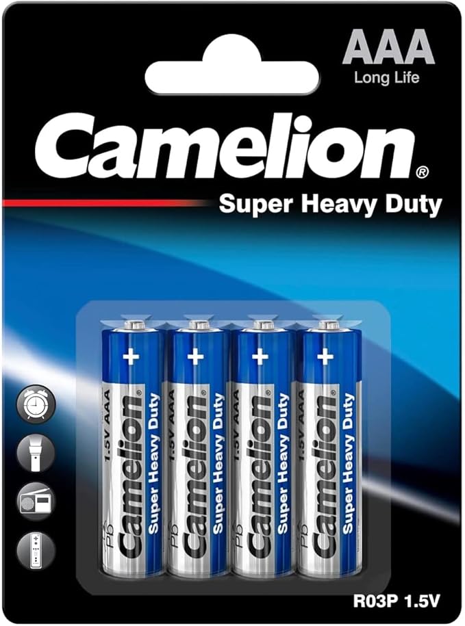 CAMELION AAA Super Heavy Duty Carbon Zinc Battery 1.5V, Pack of 4 - Al Kabayel Discount CentreCAMELION AAA Super Heavy Duty Carbon Zinc Battery 1.5V, Pack of 4BatteriesCAMELIONAl Kabayel Discount Centre