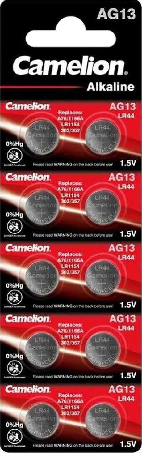 CAMELION Alkaline Coin Cell Battery 1.5V (AG13, LR44, LR1154, 357), 10pc - Al Kabayel Discount CentreCAMELION Alkaline Coin Cell Battery 1.5V (AG13, LR44, LR1154, 357), 10pcBatteriesCAMELIONAl Kabayel Discount Centre
