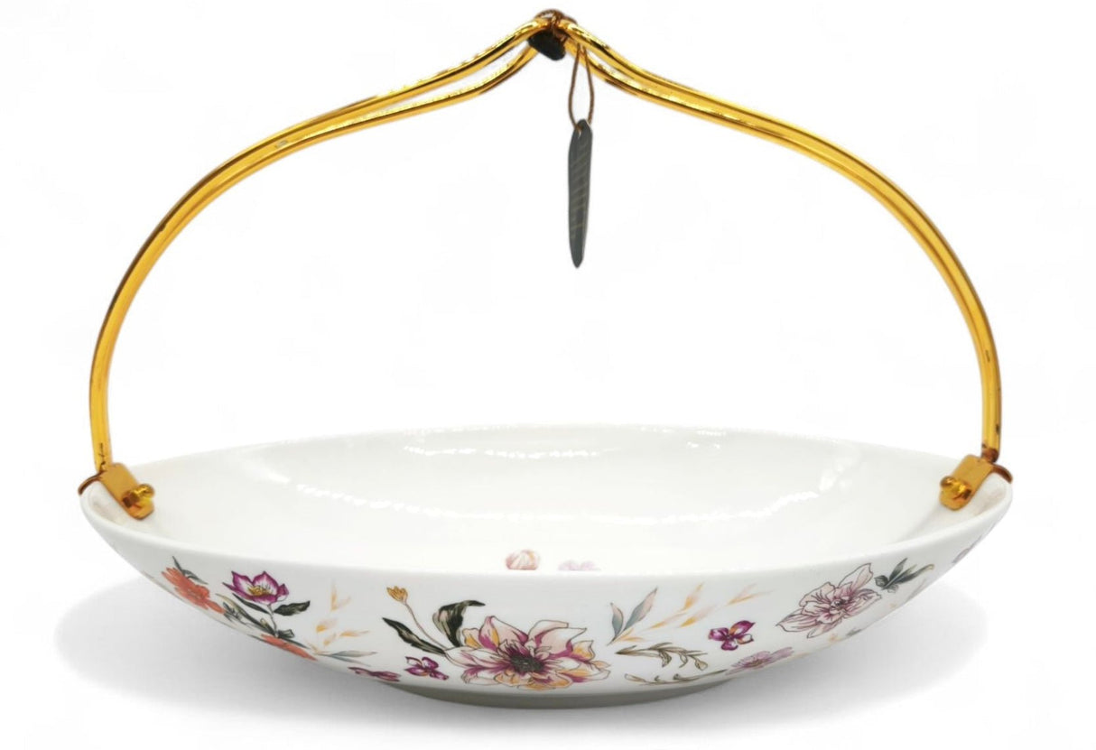 Candy Tray 30Cm White Floral Design With Gold Holder - Al Kabayel Discount CentreCandy Tray 30Cm White Floral Design With Gold HolderServing TraysAKDCAl Kabayel Discount Centre