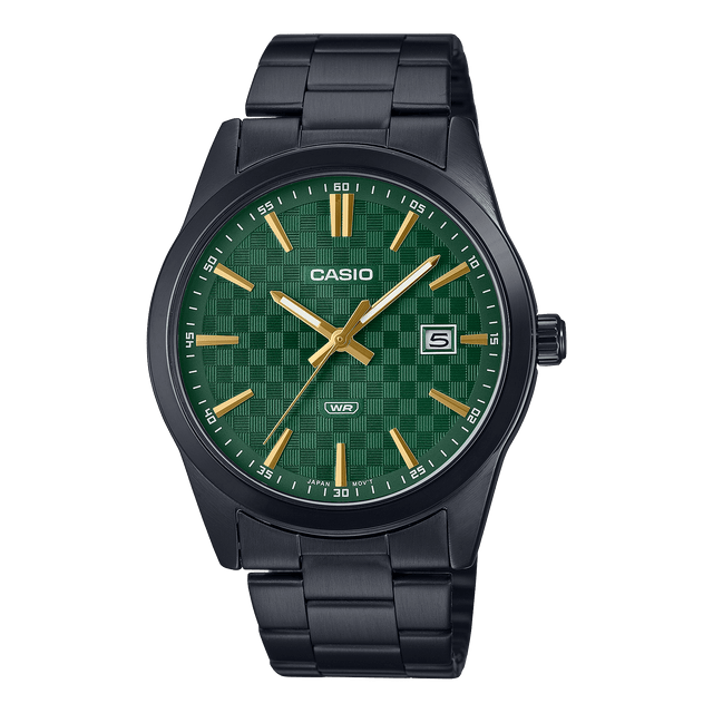 Casio Men's MTP - VD03B - 3A Analog Watch with Green Dial and Black Stainless Steel Band - Al Kabayel Discount CentreCasio Men's MTP - VD03B - 3A Analog Watch with Green Dial and Black Stainless Steel BandWatchesCASIOAl Kabayel Discount Centre