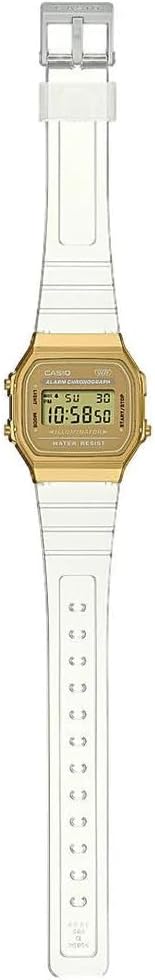 Casio Vintage A168XESG - 9ADF digital watch with a gold - tone metallic case and a transparent resin strap. - Al Kabayel Discount CentreCasio Vintage A168XESG - 9ADF digital watch with a gold - tone metallic case and a transparent resin strap.WatchesCASIOAl Kabayel Discount Centre