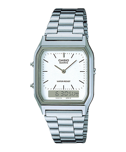 Casio Vintage Series AQ230A - 7D White Dial Stainless Steel Watch - Al Kabayel Discount CentreCasio Vintage Series AQ230A - 7D White Dial Stainless Steel WatchWatchesCASIOAl Kabayel Discount Centre
