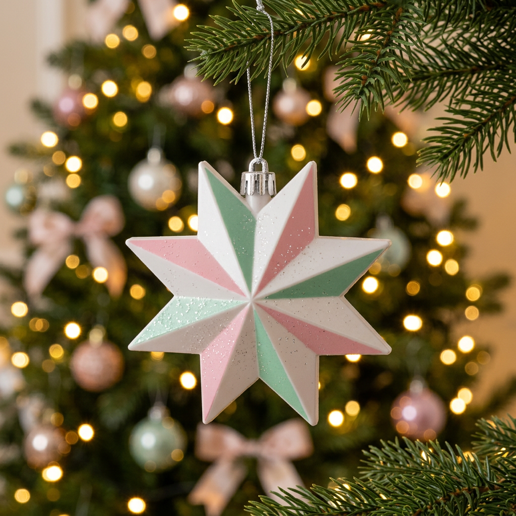 Plastic Christmas Star Hanging Decoration - 10cm