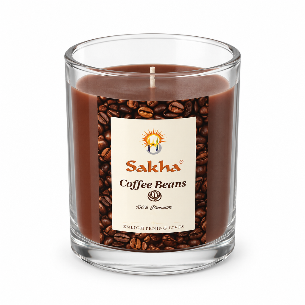 Sakha Coffee Beans Scented Candle in Glass Jar – 11×9cm