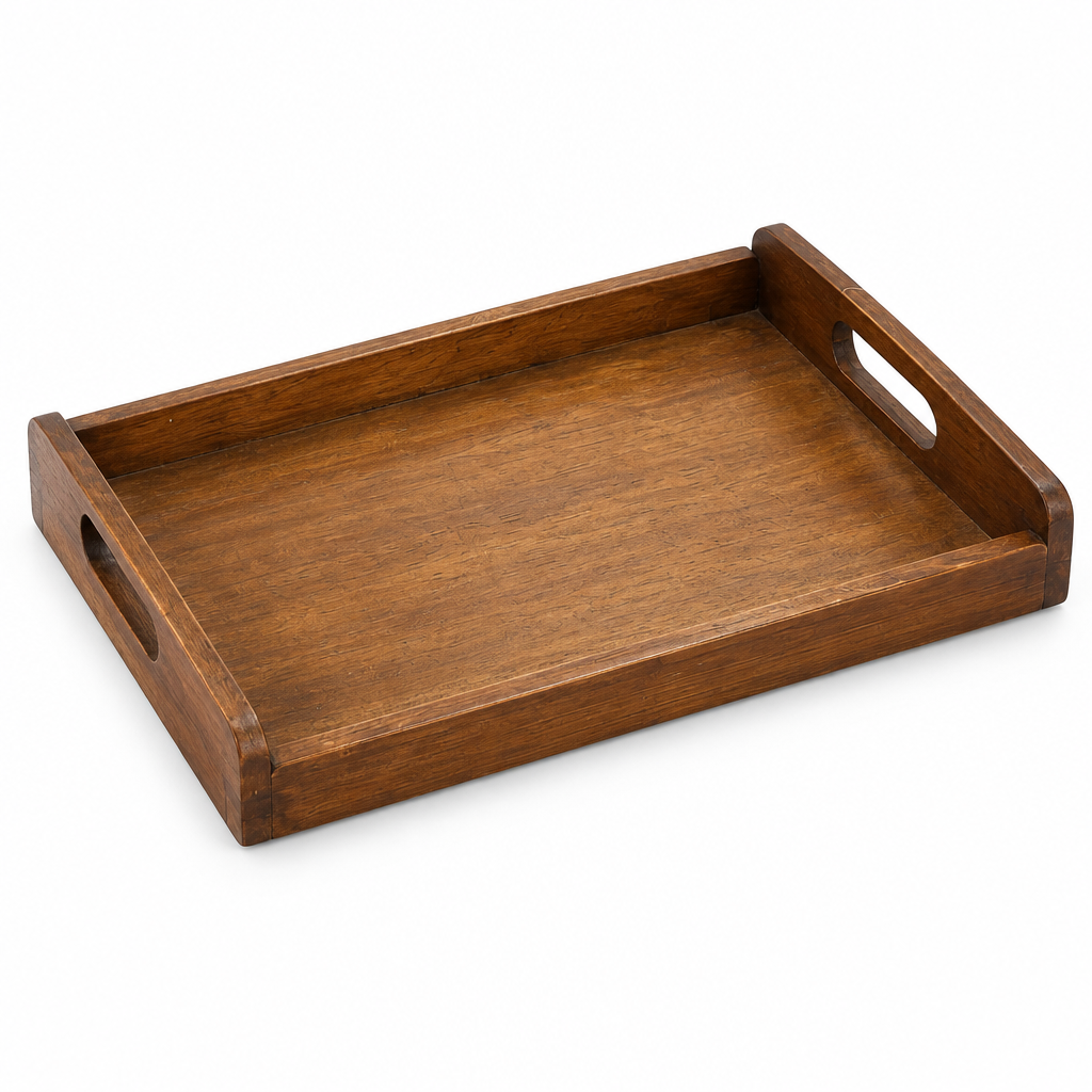 Luhpar Rectangular Wooden Serving Tray with Cutout Handles - 42×28cm