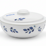 Henlee White & Blue Melamine Bowl with Lid - 7.75 Inch