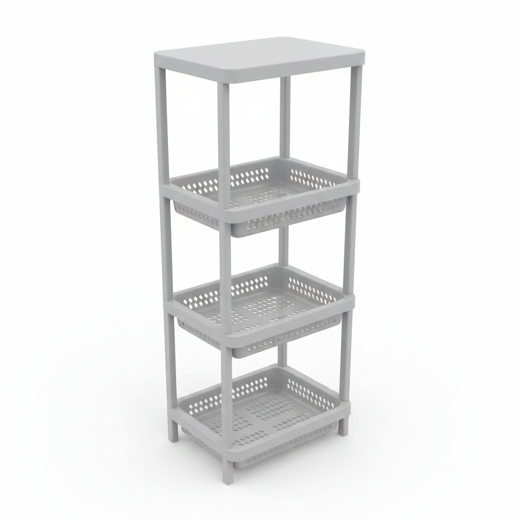 Plastic 3-Tier Storage Rack Light Grey - 80×32×22cm
