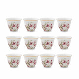 ABL GP-155 Ceramic Ceramic Cawa Cup Set – 12 Pieces – Floral Design with Gold Rim